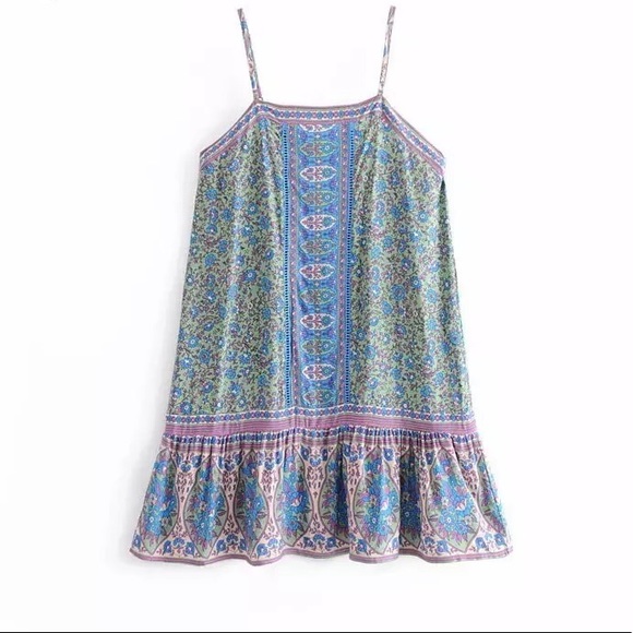 NEW BOHO GYPSY JASMINE JADE STRAPPY MINI DRESS - Picture 3 of 6
